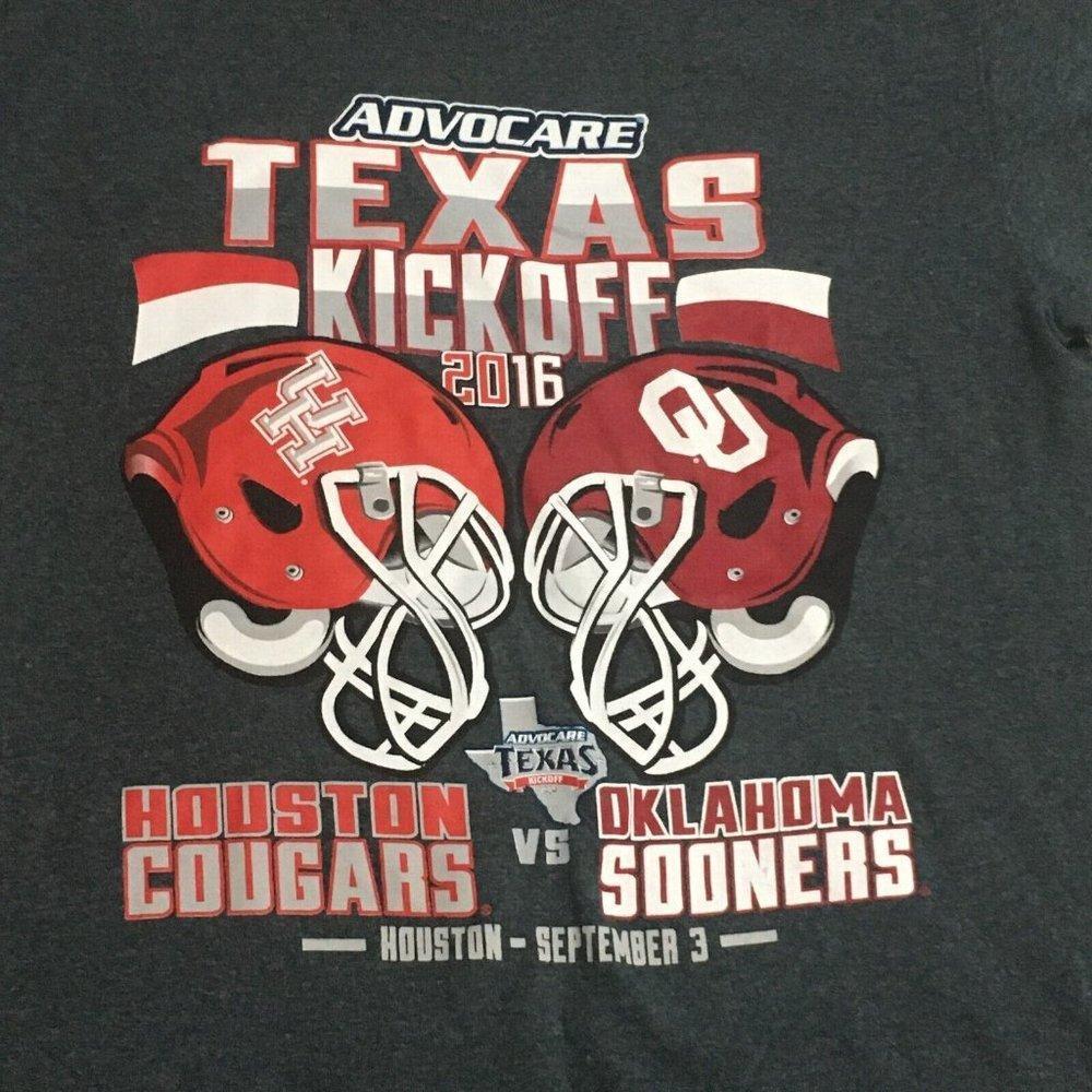 Houston Cougars T Shirt Small Gray Texas Oklahoma Sooner College Football Shirt